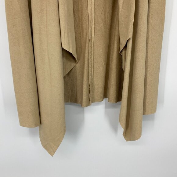 Signature Studio Vest Tan Faux Suede Sleeveless Open Front - Picture 3 of 9